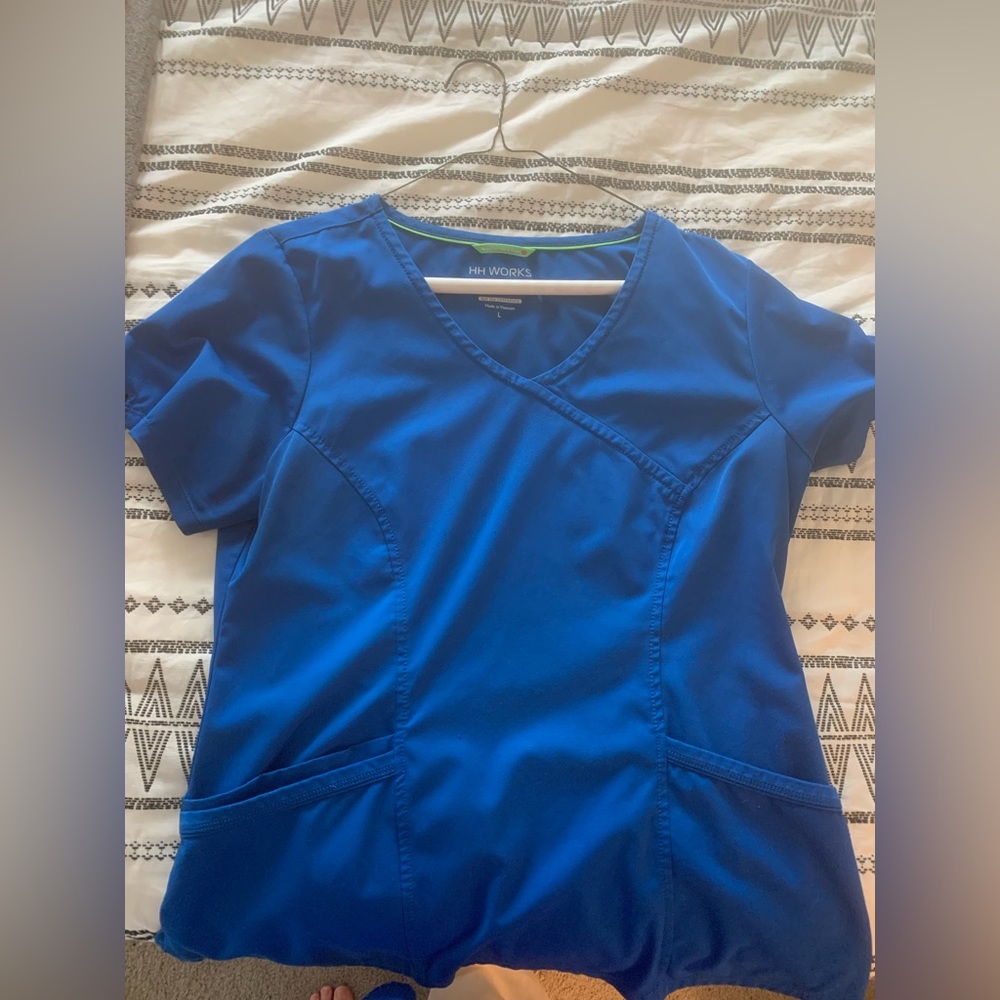 Healing Hands royal blue scrub top